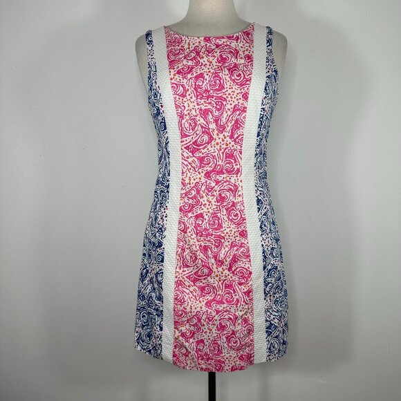 Lilly Pulitzer Delia Indigo Star Crush Print Vintage Dobby Shift Dress 6 - Picture 3 of 13